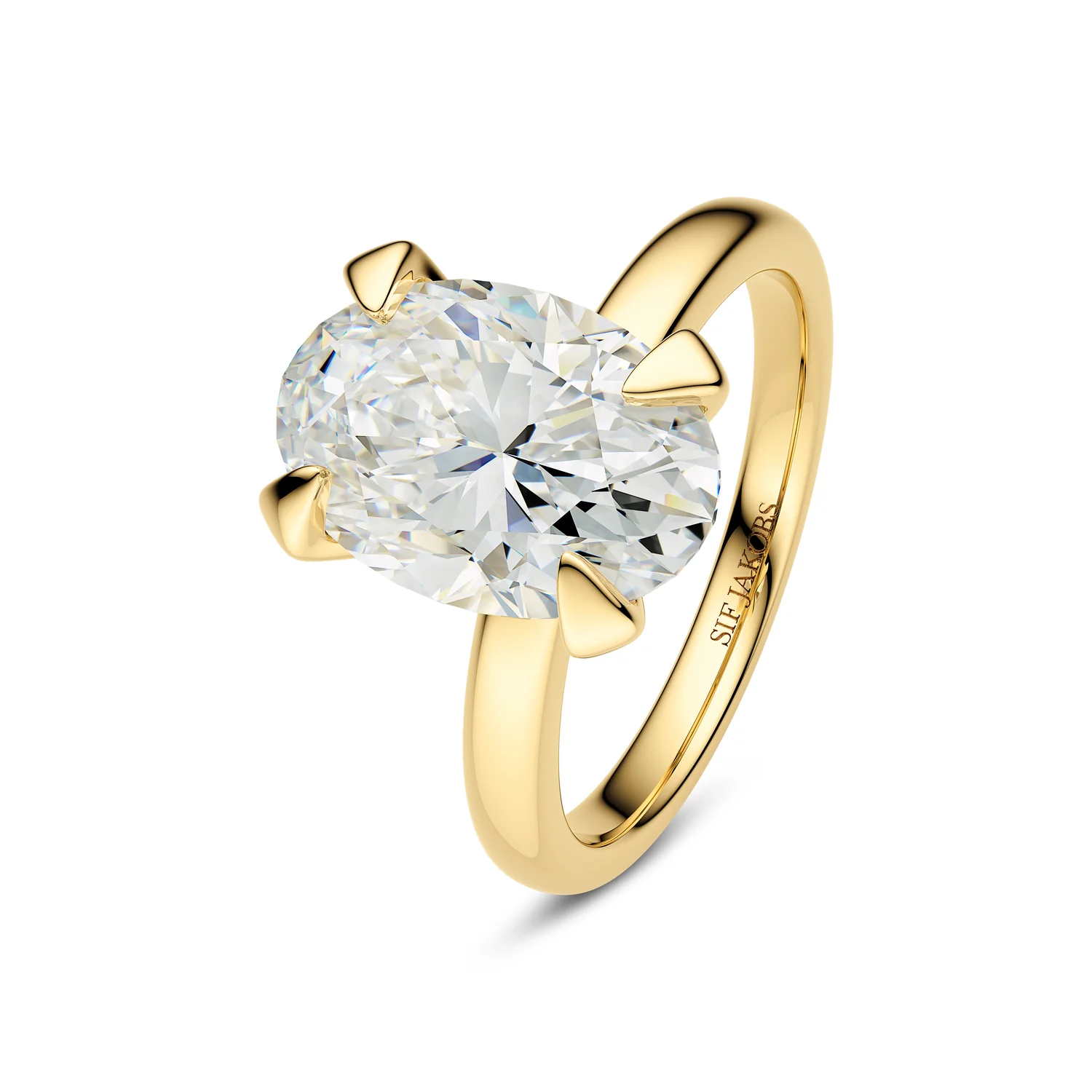 Ring Grace Ovale Solitaire - 14k Gelbgold oder Weißgold 1.00-3.00 ct TW G-H VS lab-grown Diamant